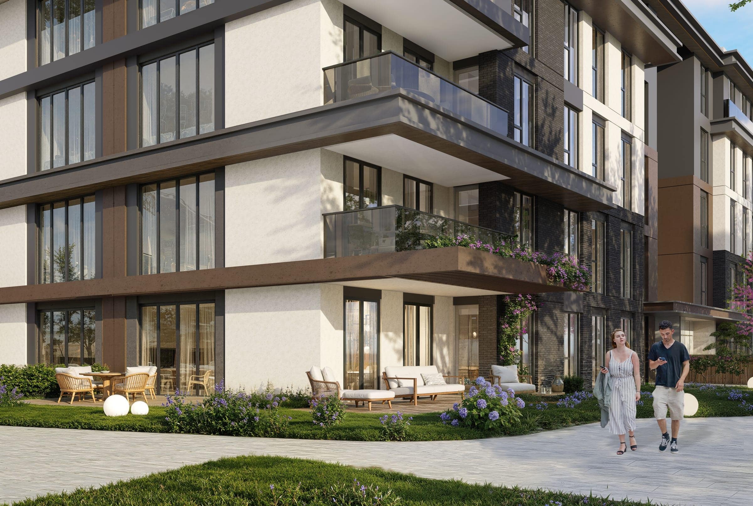 Landscaped garden at the Hillstone Pendik development in Istanbul